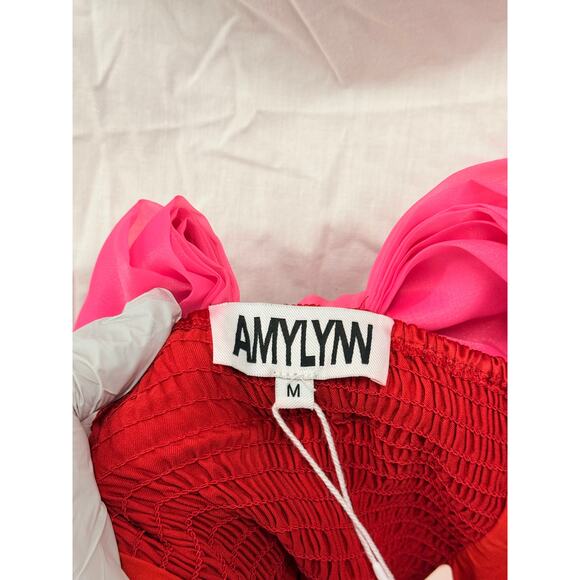 AMY LYNN NEW Oscar Oversized Bow Stretch-Satin Mini Dress In Pink Medium‎ - Picture 5 of 6